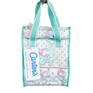 NWT Vintage 90s Carter’s Mini Tote Bottle Bag Diaper Pink Green Insulated